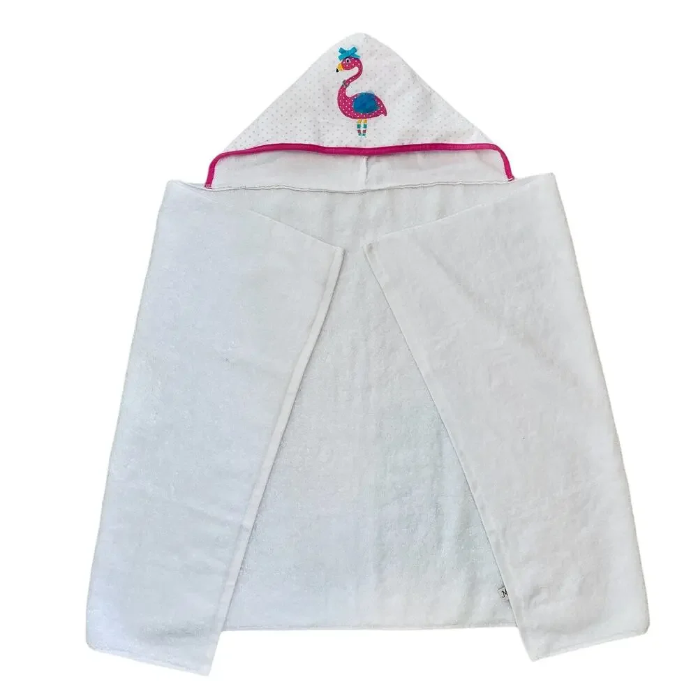 Maison Chic Pink Flamingo Kids Hooded Cotton Towel Beach Bath Pool 28x52 Large
